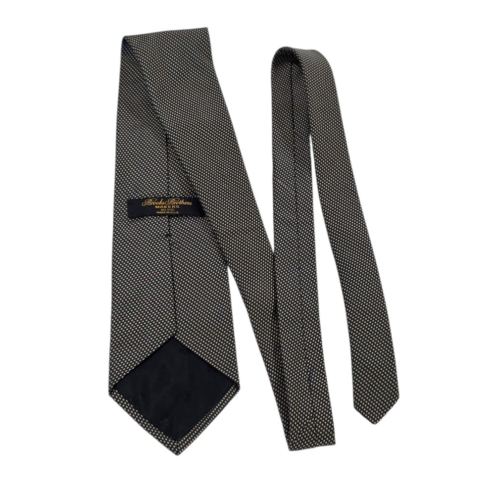 Brooks‎ Brothers Mens Neck Tie Navy Gold One Size Silk Woven Argyle Embroidered